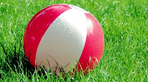 Inflatable ball on grass Stock Footage 66112452