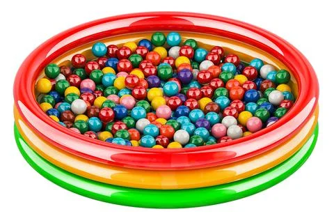 Inflatable Ball Pool with Colored Balls, 3D rendering Illustrazione stock
