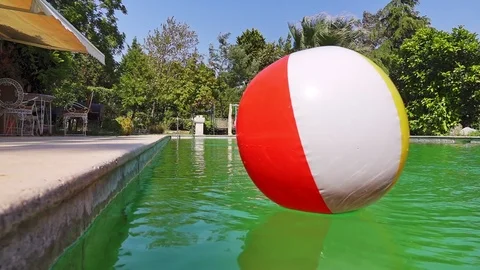 Inflatable Ball On The Pool  Stock Footage 115327231