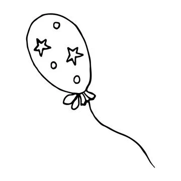 Inflatable balloon on a string on white background. Stock Illustration