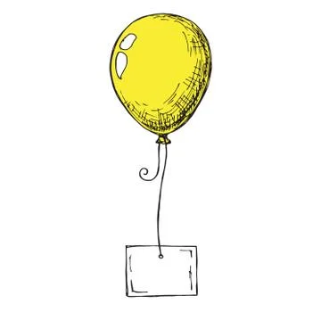 Inflatable balloons with a card for text. Stock Illustration