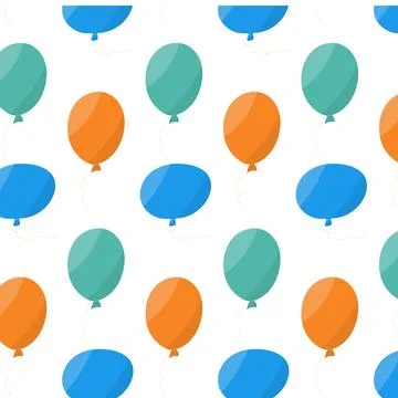 Inflatable balloons orange green blue pattern fun Stock Illustration