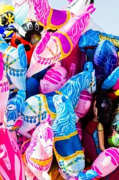 Inflatable balloons on the pilgrimage Stock Photos