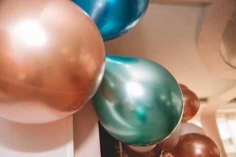 Inflatable balls of different colors Stock Photos