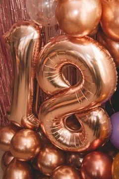 Inflatable balls in the shape of numbers Stock Photos