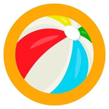Inflatable beach ball icon with long shadow inside orange circle vector イラスト素材