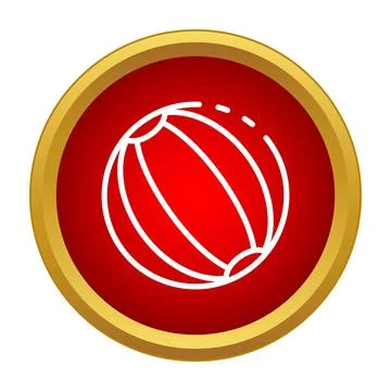 Inflatable beach ball icon with red background and golden border Stock Illustration