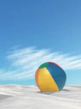 Inflatable beach ball on sand. Stock Illustration
