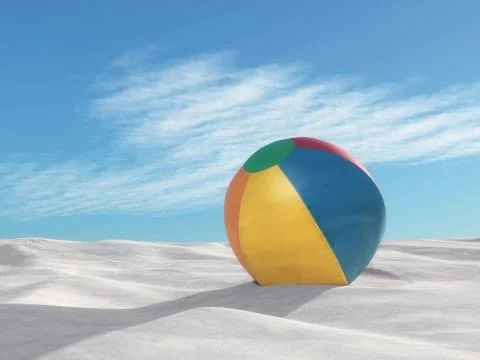 Inflatable beach ball on sand. Illustrazione stock