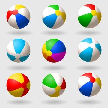 Inflatable beach ball. Set of multi-colored children s balls. Recreation and Stock Illustration