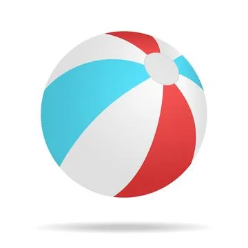 Inflatable beach ball toy isolated on white background with shadow vector Stock Illustration