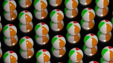 Inflatable beach balls pattern on black background for modern visuals Stock Illustration