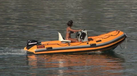Inflatable boat 05 e Stock Footage 12035483