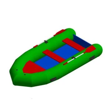 Inflatable boat. 3d Vector colorful illustration. 3d isometric style. Stock Illustration