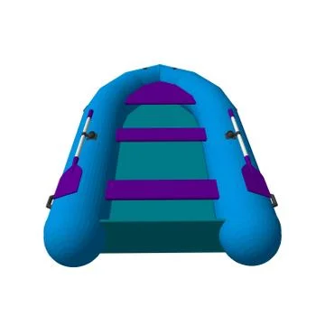 Inflatable boat. 3d Vector colorful illustration. Stock Illustration