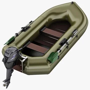 3D model of an inflatable boat for fishing and diving 3D model