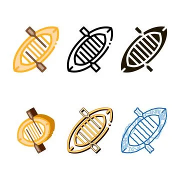 Inflatable boat canoeing icon variations vector Illustrazione stock