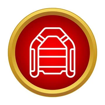 Inflatable boat icon in red circle with gold border Stock Illustration