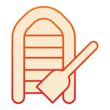 Inflatable boat with oar flat icon. Boat with paddle orange icons in trendy flat Illustrazione stock