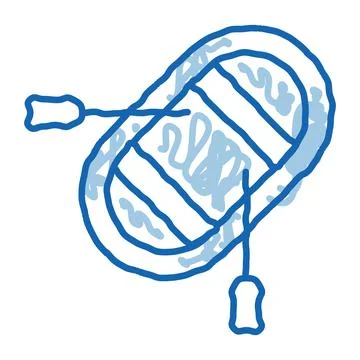 Inflatable Boat with Oars doodle icon hand drawn illustration Illustrazione stock