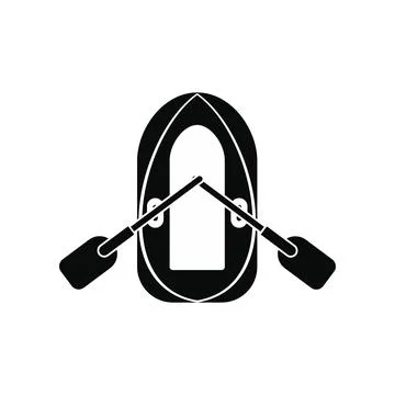 Inflatable boat with oars icon Stock Illustration