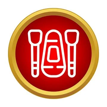 Inflatable boat with oars icon in red circle Stock Illustration