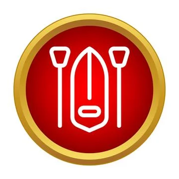 Inflatable boat with oars icon in red circle 스톡 일러스트