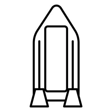 Inflatable boat with oars linear icon on white isolated background. Vector Stock Illustration