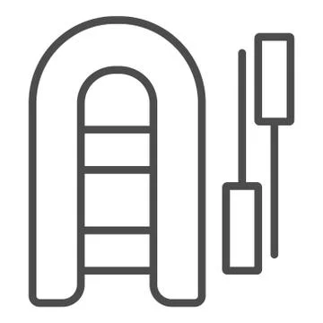 Inflatable boat outline vector icon. Thin line black inflatable boat icon, flat Stock Illustration