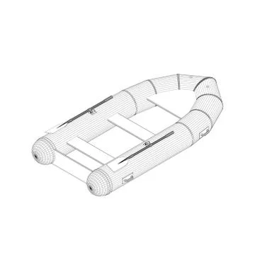 Inflatable boat.3d Vector outline illustration. 3d isometric style. 스톡 일러스트