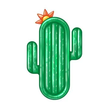 Inflatable Cactus Shaped Pool Float with Sun Flower Stock Illustration