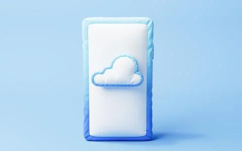 Inflatable cell phone and cloud balloon, 3d rendering. イラスト素材