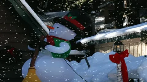 Inflatable Christmas Snowman Stock Footage 8914779