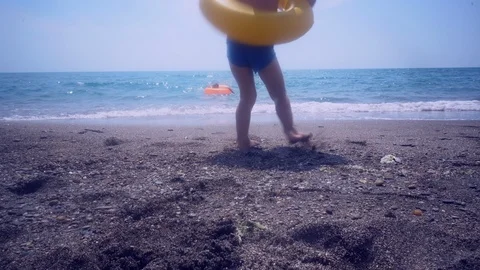 Inflatable circle. concept vacation. Stock Footage 110986946