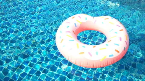 Inflatable circle in the pool Stock Footage 87937631