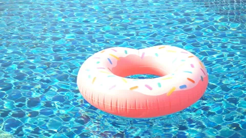 Inflatable circle in the pool Stock Footage 87937644