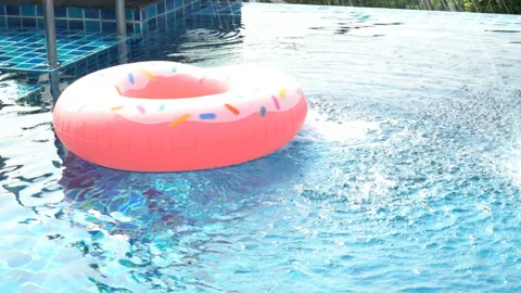Inflatable circle in the pool Stock Footage 87937755