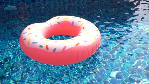 Inflatable circle in the pool Slow motion Stock Footage 87937829