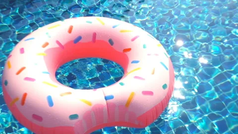 Inflatable circle in the pool Slow motion Stock Footage 87937854