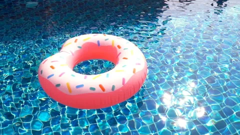 Inflatable circle in the pool Slow motion Stock Footage 87937893