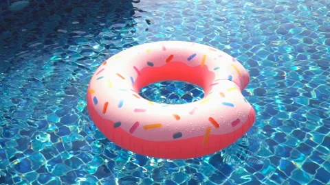 Inflatable circle in the pool Slow motion Stock Footage 87937903