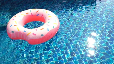 Inflatable circle in the pool Slow motion Stock Footage 87937973