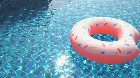 Inflatable circle in the pool Slow motion Stock Footage 87937979