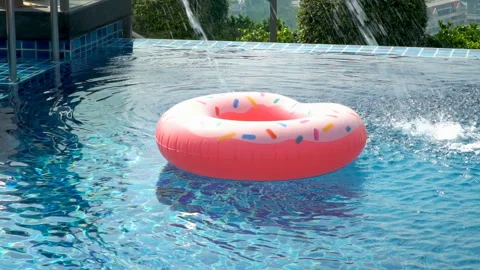 Inflatable circle in the pool Slow motion Stock Footage 87938131