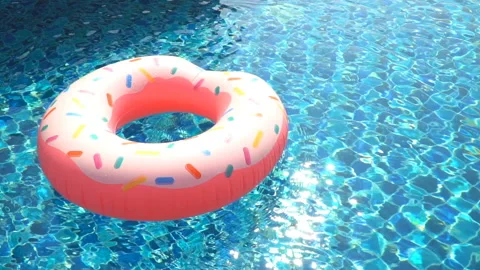 Inflatable circle in the pool Slow motion Stock Footage 87938188