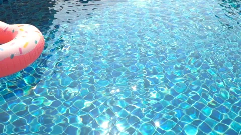 Inflatable circle in the pool Slow motion Stock Footage 87938192