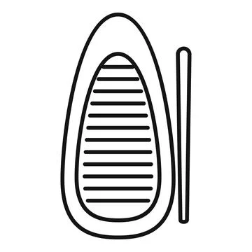 Inflatable dinghy with oar top view line art Stock Illustration