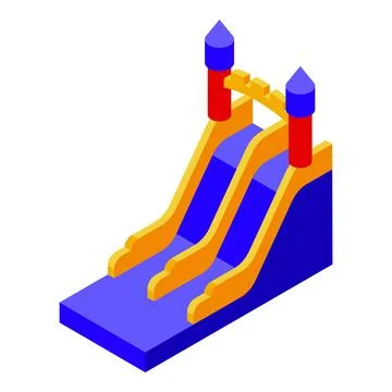 Inflatable double slide shaped like a castle bringing joy and fun to children Stock Illustration