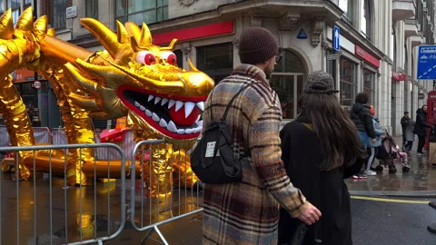 Inflatable dragon. Stock Footage 264593794