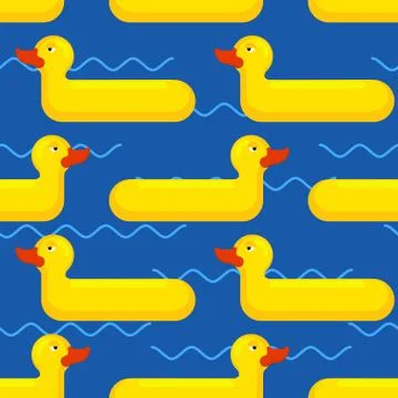 Inflatable duck Seamless pattern. toy for swimming background Ilustración de archivo
